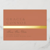 Invitation En Aluminium Dusty Orange Terracotta Bande Photo Enregistrer La (Recto)