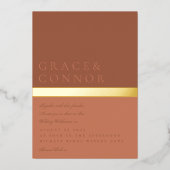 Invitation En Aluminium Dusty Orange Terracotta Gold Foil Mariage (Recto)