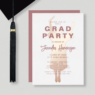 Invitation En Aluminium Dusty Pink Gold Foil de la fête de graduation Foil