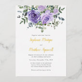 Invitation En Aluminium Dusty Purple Eucalyptus Mariage botanique (Recto)