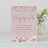 Invitation En Aluminium Dusty rose Bleu Bébé Sprinkel Douche Rose Or (Debout devant)