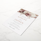 Invitation En Aluminium Dusty Rose Fleurs Botaniques Mariage Rose Or (Rotation)