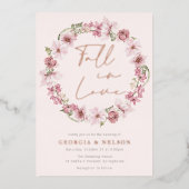 Invitation En Aluminium Dusty Rose Floral Wreath Fall In love Mariage (Recto)