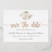 Invitation En Aluminium Dusty Rose Gold Enregistrer La Date Annonce (Recto)