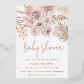Invitation En Aluminium Dusty rose ivoire Boho Baby shower Rose or (Recto)