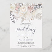 Invitation En Aluminium Dusty Rose & Ivory Boho Mariage Argent (Recto)