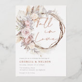Invitation En Aluminium Dusty Rose Moderne Boho Wreath Fall in Love Mariag (Recto)
