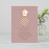 Invitation En Aluminium Dusty Rose & Rose Gold Tropical Pineapple Wedding (Debout devant)