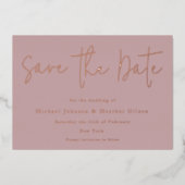 Invitation En Aluminium Dusty rose & Rose Gold Wedding Enregistrer la date (Recto)