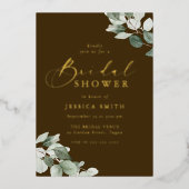 Invitation En Aluminium Earthy Green Leaves Rustic Gold Bridal Shower (Recto)