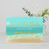 Invitation En Aluminium Eau bleu aqua / rivage de la plage enregistrer la  (Debout devant)