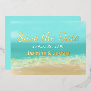 Invitation En Aluminium Eau bleue aquatique/ rivage de plage sauvegarder l