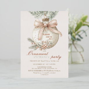 Invitation En Aluminium Échange d'ornements rose poudré pour la fête de No