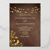 Invitation En Aluminium Éclairages à cordes et Mariage en bois de grange O (Recto)