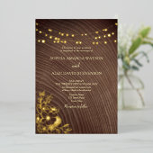 Invitation En Aluminium Éclairages à cordes et Mariage en bois de grange O (Debout devant)