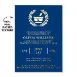 Invitation En Aluminium École De Pharmacie Marine Et Gold Graduation Party<br><div class="desc">Annoncez avec style la réalisation décisive de votre diplômé en pharmacie. Cette élégante invitation à la remise des diplômes présente un design étonnant de feuille métallique surélevée sur un arrière - plan bleu marine. Un pilon et un mortier classique avec les lettres RX occupe le devant de la scène, encadré...</div>