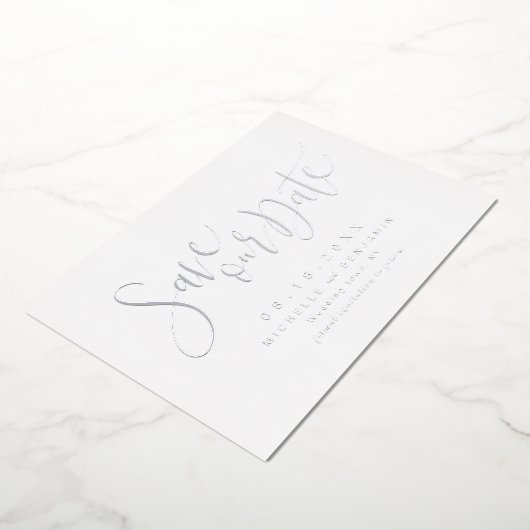 Invitation En Aluminium Économie moderne de script simple argent Date (Rotation)