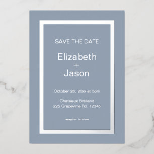 Invitation En Aluminium Économisez la date de mariage simple gris bleu arg