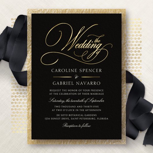 Invitation En Aluminium Écriture Calligraphique Élégante Formel Mariage Fo