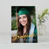 Invitation En Aluminium Écriture de diplôme simple moderne graduation phot (Debout devant)
