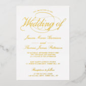 Invitation En Aluminium Écriture dorée chic pour un vrai mariage (Recto)