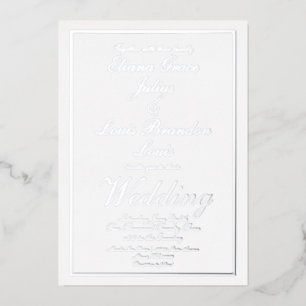 Invitation En Aluminium Écriture élégante bordure mariage argent pressé