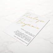 Invitation En Aluminium Écriture manuscrite chic moderne Mariage blanc or (Rotation)