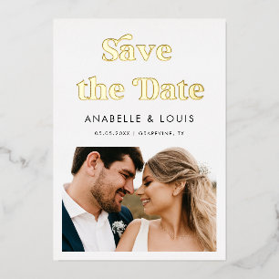 Invitation En Aluminium Écriture Rétro Vintage &2 Photo Réelle Mariage Min