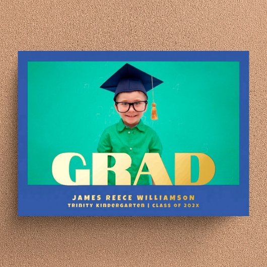 Invitation En Aluminium Editable Bold GOLD Photo Kindergarten Graduation