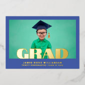 Invitation En Aluminium Editable Bold GOLD Photo Kindergarten Graduation (Recto)