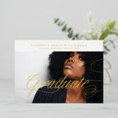 Invitation En Aluminium Editable Photo College Graduation GOLD (Debout devant)