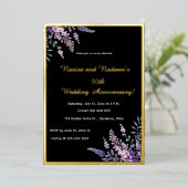 Invitation En Aluminium Editable Purple and Pink Flowers Anniversary (Debout devant)