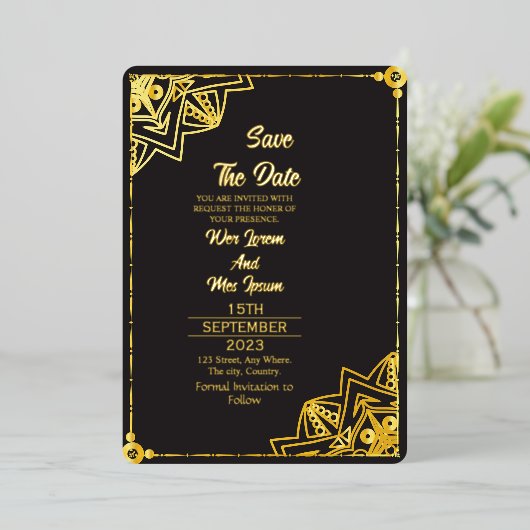 Invitation En Aluminium Effacer mariage acrylique Enregistrer la date (Debout devant)