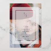 Invitation En Aluminium Effet de transparence Vellum Initiales du Mariage  (Recto)