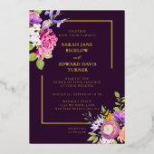 Invitation En Aluminium Éggplant pourpre Ranunculus Floral (Recto)