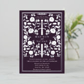Invitation En Aluminium Eggplant Royal Medieval Silver Sword Wedding (Debout devant)