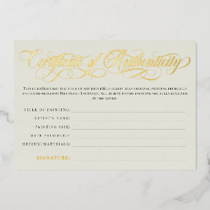 Invitation En Aluminium Eggshell Gold Swirls Certificat d'authenticité