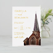 Invitation En Aluminium Église aquarelle classique Mariage religieux (Debout devant)
