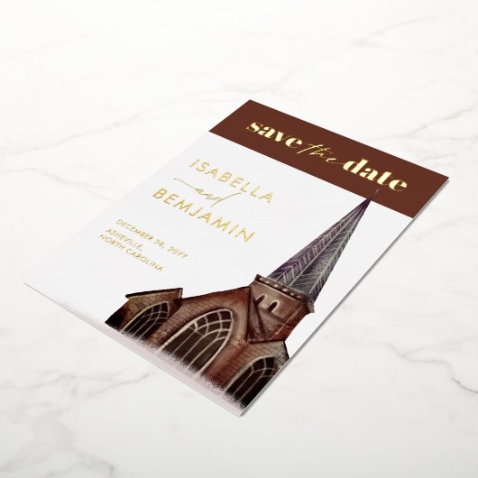 Invitation En Aluminium Église Classique Mariage Religieux Enregistrer La  (Rotation)