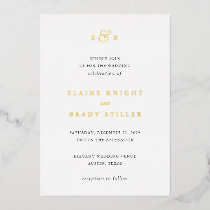 Invitation En Aluminium Elaine Monogram Mariage élégant