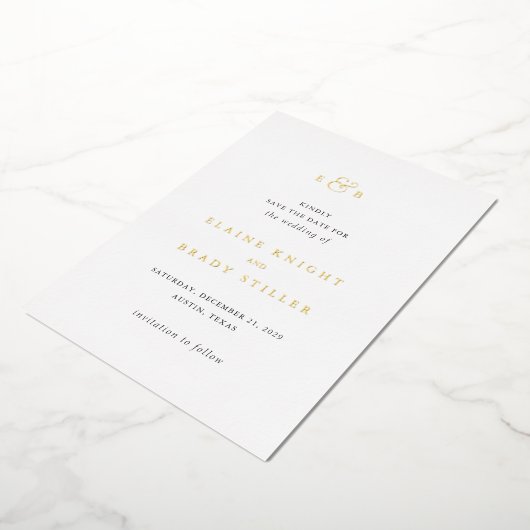 Invitation En Aluminium Elaine Monogram Mariage élégant Enregistrer la dat (Rotation)