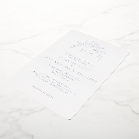 Invitation En Aluminium Élégance Blanche Simplement Vintage Argent (Rotation)