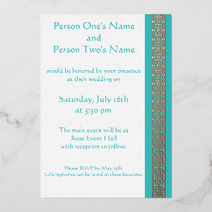 Invitation En Aluminium Élégance Chinoise en Carton d'Invitation Turquoise