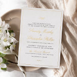 Invitation En Aluminium Élégance classique or Script Mariage simple<br><div class="desc">Cette élégante invitation de mariage comprend un script noir classique et un vrai papier or mince cadre et noms de couple,  simple et élégant,  idéal pour mariage classique,  mariage vintage,  mariage formel. Voir toutes les pièces correspondantes de la collection</div>