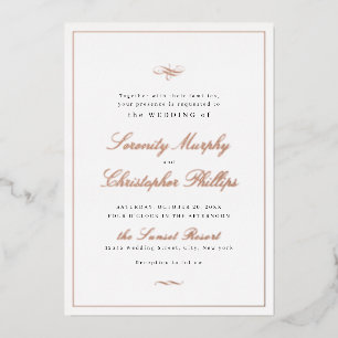 Invitation En Aluminium Élégance Classique Rose en Or Rose Simple Mariage