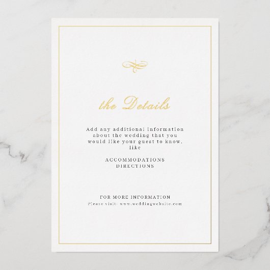 Invitation En Aluminium Élégance classique Script Détails Mariage simple (Recto)
