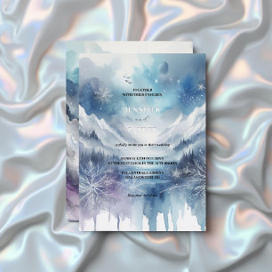 Invitation En Aluminium Élégance Frosty Moderne Aquarelle Argent Glacé 