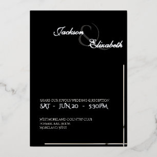 Invitation En Aluminium Élégance Luxueuse Moderne Mariage Noir Argent