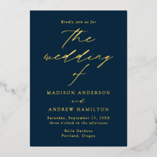 Invitation En Aluminium Élégance Moderne Mariage Nuit et Or
