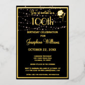 Invitation En Aluminium Elégant 100e anniversaire Black REAL Gold (Recto)